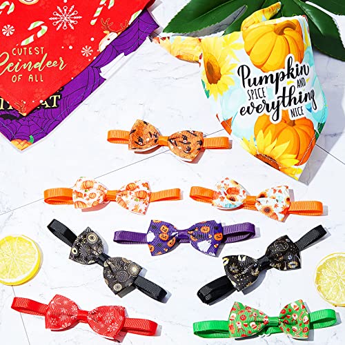 11 Pañuelos de Mascota de Vacación Collar Pajarita de Perro Navidad Bufanda Collar de Pajarita de Mascota Bandana de Acción de Gracias Babero de Perro Año Nuevo Santa Copo de Nieve Calabaza