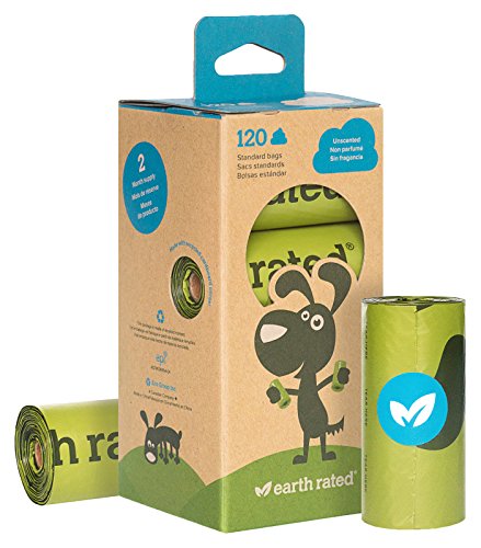 120 count Tierra ratedâ ®, sin perfume, bolsas de basura de perro 8 rollos de recambio