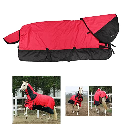 1200D Alfombra estable para caballos para interiores, 400 g Alfombras para caballos al aire libre en invierno, con capucha, cuello estándar, impermeable, ligera, acolchada, con capucha, para caballos