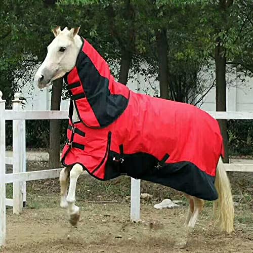 1200D Alfombra estable para caballos para interiores, 400 g Alfombras para caballos al aire libre en invierno, con capucha, cuello estándar, impermeable, ligera, acolchada, con capucha, para caballos