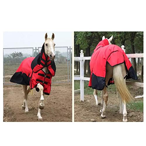 1200D Alfombra estable para caballos para interiores, 400 g Alfombras para caballos al aire libre en invierno, con capucha, cuello estándar, impermeable, ligera, acolchada, con capucha, para caballos