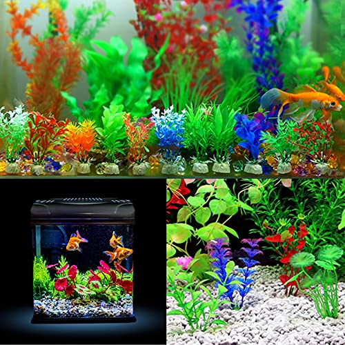 15pcs Plantas Artificiales Acuario Plantas Plásticas para Acuarios Planta Artificial Plástico Decoración Pecera Plantas para Peceras para Decoracion Acuario