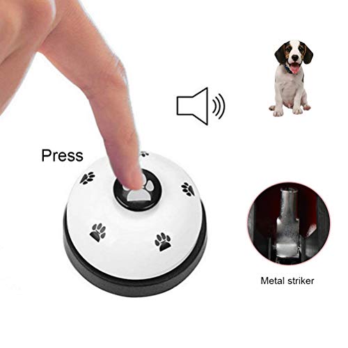 2 campanas de entrenamiento para mascotas, dispositivo de comunicación de entrenamiento para orinal con timbre para perros con botón grande (blanco)