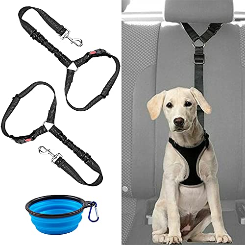 2 correas de seguridad para perros y gatos, correas de seguridad ajustables para el reposacabezas del coche, cinturón de seguridad ajustable para cachorro, tela de nailon elástica negra