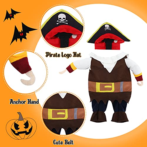 2 Disfraces de Halloween de Mascotas Uniforme de Pirata de Animal y Uniforme de Vaquero de Oeste con Sombrero, Ropa de Disfraz de Perros de Halloween Accesorios de Cosplay de Animal (S)