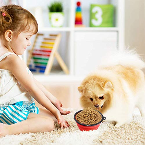 2 in 1 Plegable Comedero Perro Gato，Comedero Lento，Perro de Mascota Slow Food Bowl，Alimentador Interactivo Portátil，Viajes ​Gatos Perros Pet Food Cuenco, Ayudar a La Digestión Utensilios (Rojo)