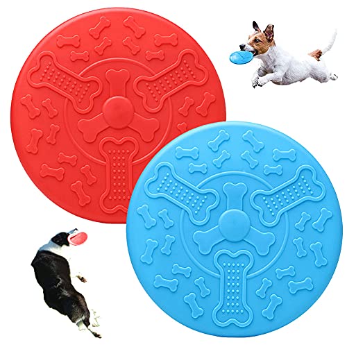 2 Juguete Frisbee para Perros,Frisbee de Goma,Frisbee de Perro,Frisbee de Perro de Goma,Se Utiliza para eJercitar Deportes al Aire Libre para Lerros,Entrenar Perros,Saltar y Atrapar