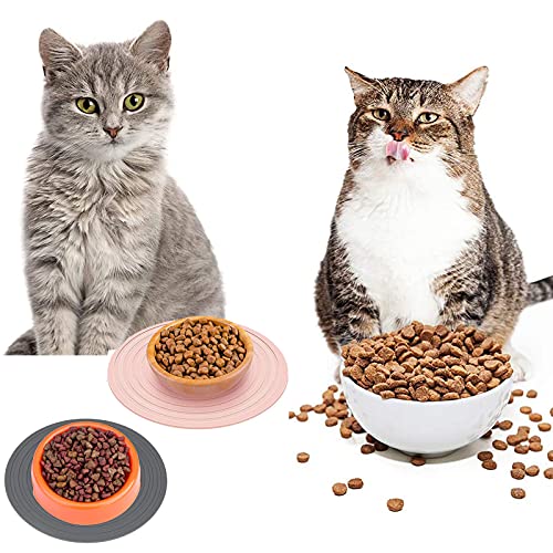 2 PCS Alfombrilla para Comederos De Mascota Alfombrilla Gatos Comederotapete Tapete para Comer Gato Antideslizante, Impermeable Alfombrilla De Silicona para Comederos De Perros Y Gatos