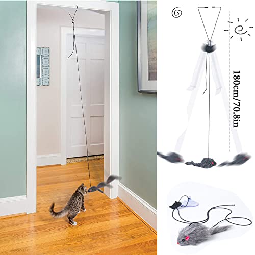 2 PCS Juguetes para Gatos,Ratones para Gatos,Juguete para Colgar en la Puerta,Juguete de Gato Interactivo Instalar en la Puerta