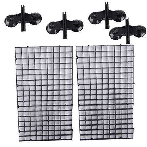 2 pcs rejilla Isoler Consejo divisor Fish Tank Aquarium Bottom Filtro Bandeja Caja, negro