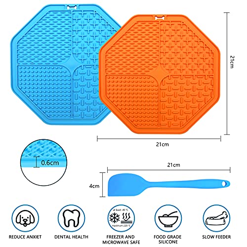 2 Piezas Alfombrilla para Lamer Perros, Dog Lick Pad, Lick Mat para Perros con Ventosa y Espátula, Alfombrilla de Alimentación Lenta para Bañarse, Arreglarse y Entrenar, para Reducir la Ansiedad