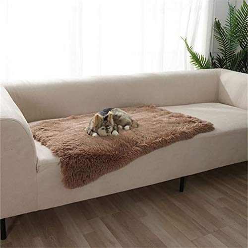 2 Piezas Esponjosas Suave Felpa Mantas para Perros Camas para Gatos Colchón Doble Lado Mantas para Mascotas Suave y Linda Cálido Manta Lavable Gatos y Perros Sofá y Vehículos,Light Brown,L/100 * 73cm