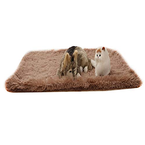 2 Piezas Esponjosas Suave Felpa Mantas para Perros Camas para Gatos Colchón Doble Lado Mantas para Mascotas Suave y Linda Cálido Manta Lavable Gatos y Perros Sofá y Vehículos,Light Brown,L/100 * 73cm