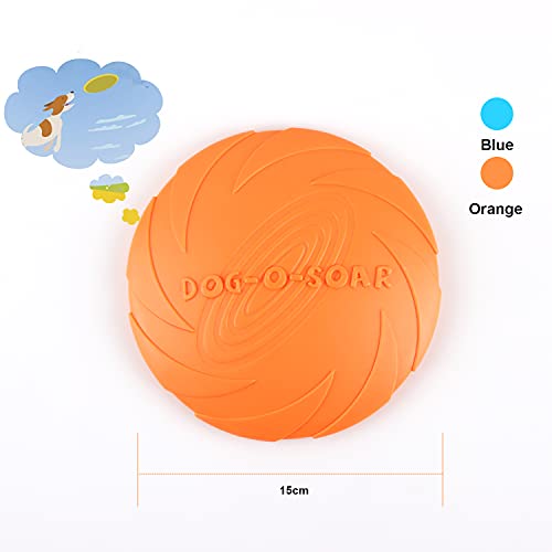 2 Piezas Frisbees de Perro, Juguete de Disco Volador para Perro, Perros interactivos Frisbee, Juguete para Masticar Mascotas de Goma, Ideal para Entrenar, lanzar, atrapar y Jugar(Naranja/Azul)