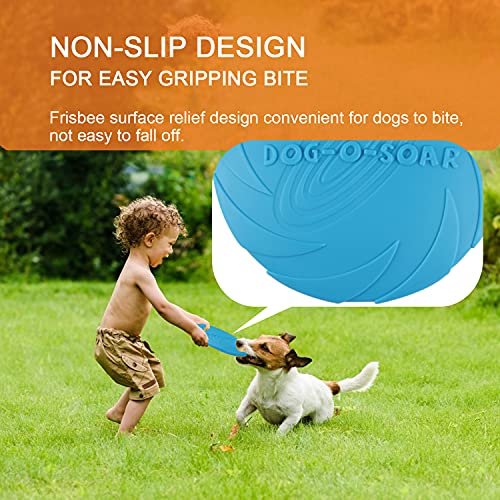 2 Piezas Frisbees de Perro, Juguete de Disco Volador para Perro, Perros interactivos Frisbee, Juguete para Masticar Mascotas de Goma, Ideal para Entrenar, lanzar, atrapar y Jugar(Naranja/Azul)