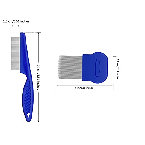 2 Piezas Peine Pulgas Para Perros y Gatos, Peine Removedor Piojos/ Enredos/ Nudos/ Corteza/ Suciedad, Herramienta Aseo para Perros Gatos
