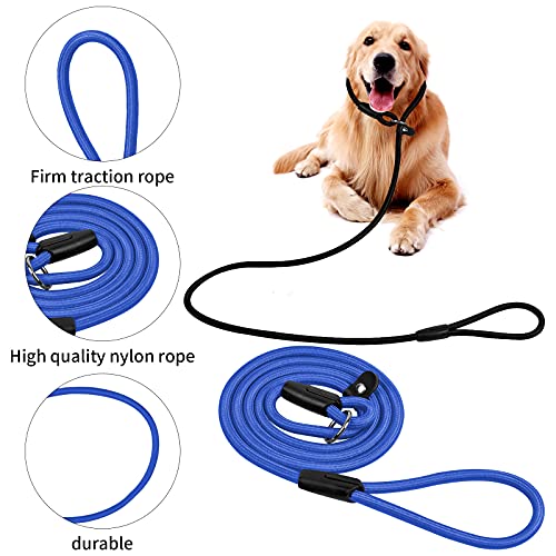 2Pcs Cuerda de Correa ,130CM Ajustable de Nylon Trenzada Correa Retriever Cuerda de Entrenamiento Correas para Perros Pequeños Medianos Grandes (Negro+Azul)