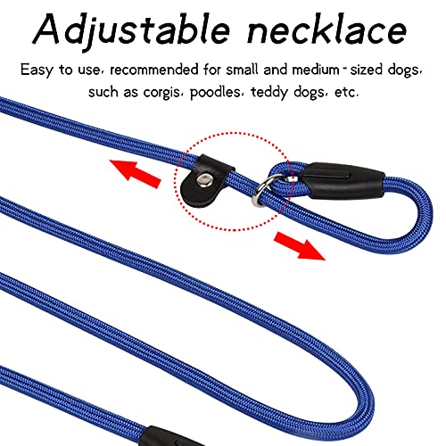 2Pcs Cuerda de Correa ,130CM Ajustable de Nylon Trenzada Correa Retriever Cuerda de Entrenamiento Correas para Perros Pequeños Medianos Grandes (Negro+Azul)