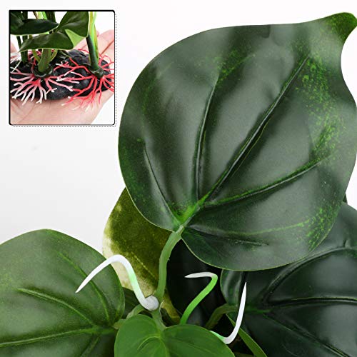 2pcs Plantas Artificiales Acuario para Decoración Acuario Pecera Estanque Hojas Verdes Artificiales 23cm y 18cm