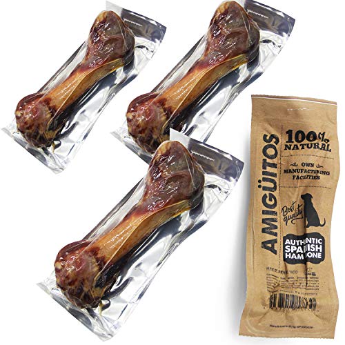 3 Pcs Hueso Jamon para Perros Natural al Vacio Grande Fortalecedor de Dientes Stick Dental Dog Snack 20 cm (Cada Unidad 340-350g) BPS-7613 * 3