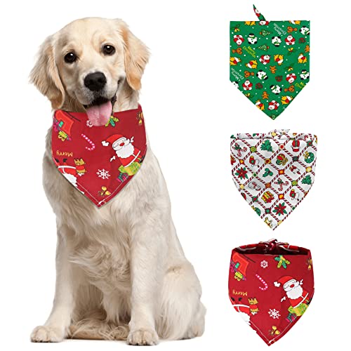 3 PCS Pañuelos para Perros, muñeco de Nieve para Mascotas, Bufanda Triangular para Perros, Babero Ajustable Lavable para Perros, Gatos, Mascotas, cumpleaños, Fiesta de Navidad (Multicolore)