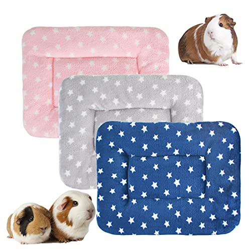 3 piezas de cama de felpa de animales pequeños, cálida manta mullida para cachorros, almohadilla de dormir de forro polar para conejos, conejos, chinchilla, ardilla (pequeño: 15 x 11 pulgadas, F)