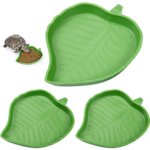 3 Piezas de Cuencos Comida Reptiles Cuencos Agua Reptiles Platos Tazones de Alimentación Bebedero Tortuga Tierra de Hoja Verde para Camaleones Gecko Serpiente Iguana Mascota, 2 Tamaños