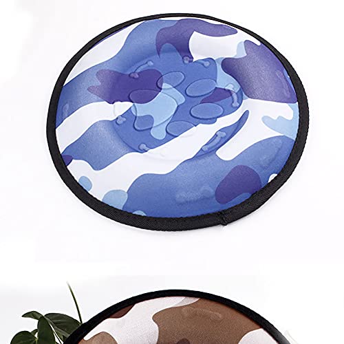 3 Piezas de Perro Frisbee Pet Entrenamiento para Mascotas Juguete Resistente a la mordida 600D Lona de Camuflaje de Lona Flotante de Agua para Perros (Azul + Verde + marrón Diámetro 8.7in)