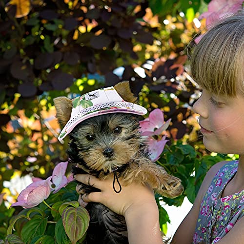 4 Gorras de Béisbol de Mascotas Gorra de Princesa Redonda con Ala Atuendo de Protección Solar de Deportes Exterior con Correa de Cuello Agujeros de Oídos Cómodo para Perros (Clásico, M)