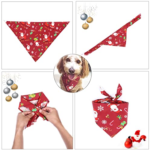 4 Pañuelo Bufanda de Mascota Navidad y 2 Navidad Mascota Diadema, Baberos Triángulo Ajustables Lavables de Perros, Christmas Headband Disfraz de Mascota Gato Perro de Navidad, Mascota Navidad Baberos