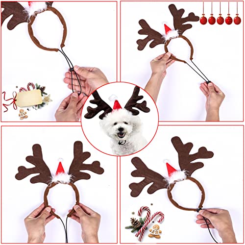 4 Pañuelo Bufanda de Mascota Navidad y 2 Navidad Mascota Diadema, Baberos Triángulo Ajustables Lavables de Perros, Christmas Headband Disfraz de Mascota Gato Perro de Navidad, Mascota Navidad Baberos