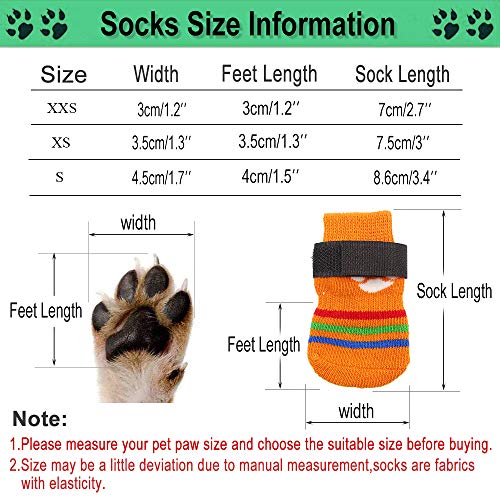 4 pares de calcetines antideslizantes para perros, suela de goma suave con protección contra patas para mascotas, control de tracción para cachorros y gatos en interiores (M)