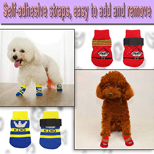 4 pares de calcetines antideslizantes para perros, suela de goma suave con protección contra patas para mascotas, control de tracción para cachorros y gatos en interiores (M)