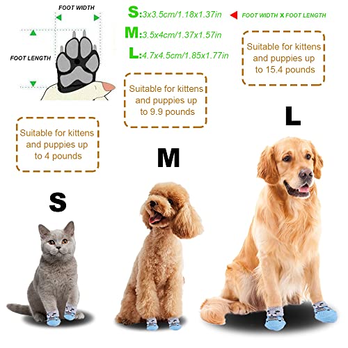 4 pares de calcetines antideslizantes para perros y gatos con refuerzo de goma y 8 correas pequeñas, protector de pata para mascotas para pisos de madera dura, uso interior. estilo 2(M)