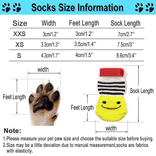 4 pares de calcetines antideslizantes para perros y gatos con refuerzo de goma y 8 correas pequeñas, protector de pata para mascotas para pisos de madera dura, uso interior. estilo 2(M)