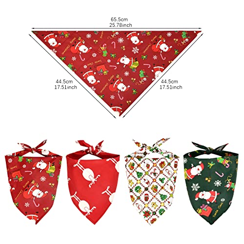 4 Pcs Bandana Perro de Navidad,Pañuelo Bufanda de Mascota Navidad,Ajustable Bufanda de Perro,Lavable Pañuelos para Perros,Decoración Navideña Mascotas,para Perros y Gatos Pequeños,Medianos,Grandes