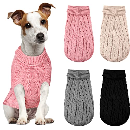 4 Piezas Suéteres para Perros Ropa de Cachorros Jerséis de Otoño de Perros Jersey de Mascotas Artículos de Punto para Perro (XL)