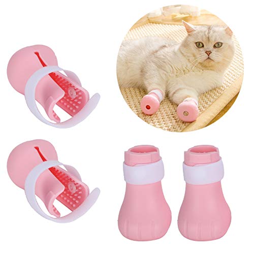 4PCS Anti-Scratch Cat Pies Cover Garra Ajustable Anti-Off-Off Zapato Silicona Anti-Scratch Cat Paw Protector Boots Suministros para mascotas para bañarse para bañarse y afeitarse(1#)