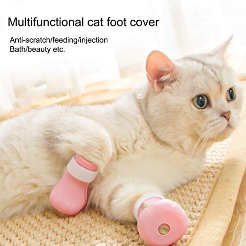 4PCS Anti-Scratch Cat Pies Cover Garra Ajustable Anti-Off-Off Zapato Silicona Anti-Scratch Cat Paw Protector Boots Suministros para mascotas para bañarse para bañarse y afeitarse(1#)