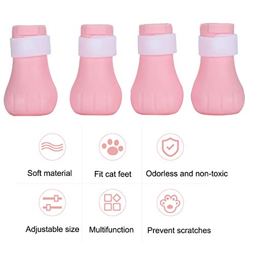 4PCS Anti-Scratch Cat Pies Cover Garra Ajustable Anti-Off-Off Zapato Silicona Anti-Scratch Cat Paw Protector Boots Suministros para mascotas para bañarse para bañarse y afeitarse(1#)