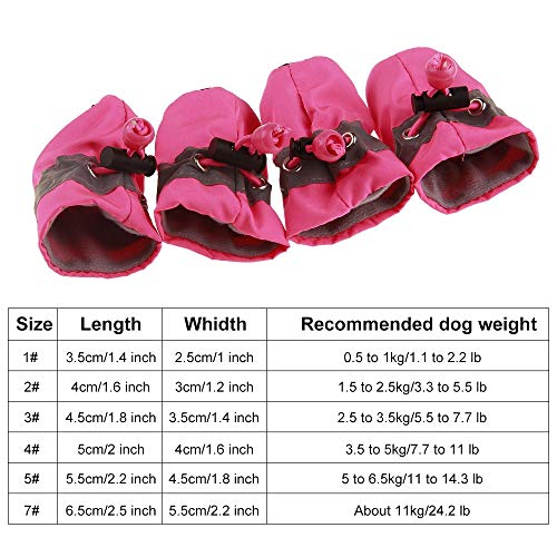 4pcs Botas de Lluvia para Perros Botas Impermeables Calzado para Perros pequeños Cachorro Zapatos Antideslizante Zapatos Invierno Suministros Funda Rosa (4#)