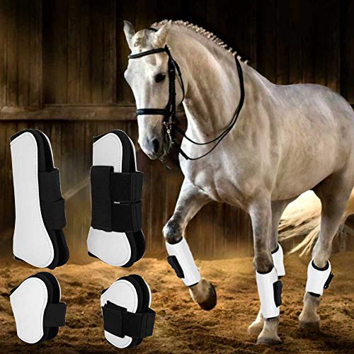 4PCS Protector de la pierna del caballo Botas delanteras de la pierna del caballo Botas de pie de tendón para montar a caballo Pony Amortiguador de choque Competencia de salto Salto Protección de la p