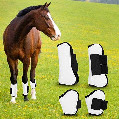 4PCS Protector de la pierna del caballo Botas delanteras de la pierna del caballo Botas de pie de tendón para montar a caballo Pony Amortiguador de choque Competencia de salto Salto Protección de la p