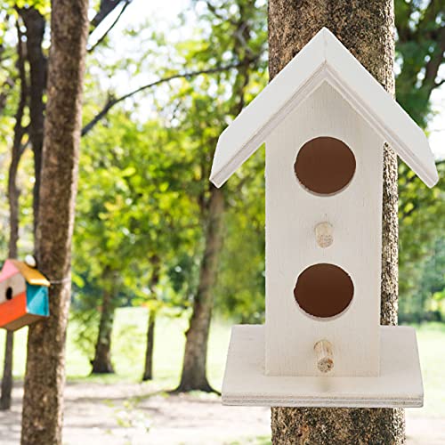 5 casas de madera para pájaros para exterior con poste, casa de pájaros para jardín resistente a la intemperie, caja de nido de pájaros resistente, casa de pájaros de bricolaje para pájaro azul pinzón