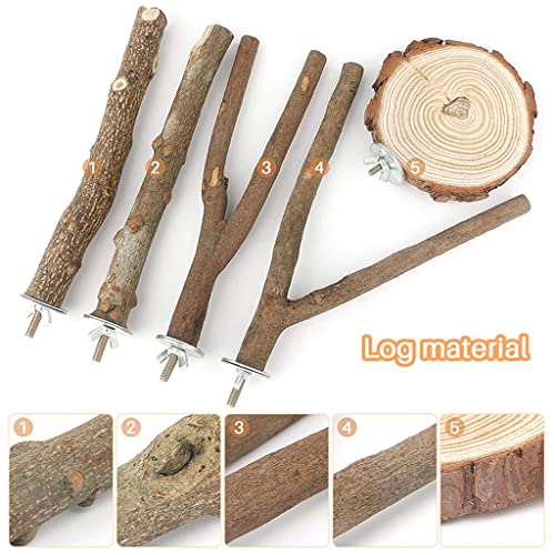 5 Pieces Bird Perch Platform Stand Natural Wood Standing Climbing Bar Paw Grinding Toys for Birds Cage Accessories parrot perch stand toy for small medium birds natural wood