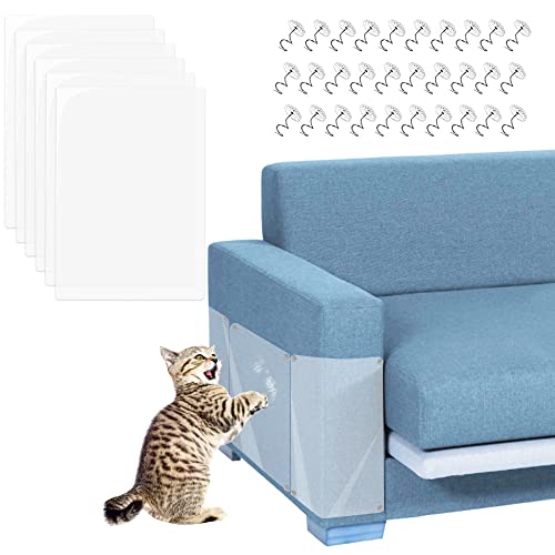 6 Piezas Protector de Muebles Gatos, Protector Sofa Gatos, Arañazos de Gato Protector, Protector Arañazos Sofá, Gatos Protector Sofá, Gato Anti arañazos con 30 Tornillos, para Sofá, Alfombra, Puertas