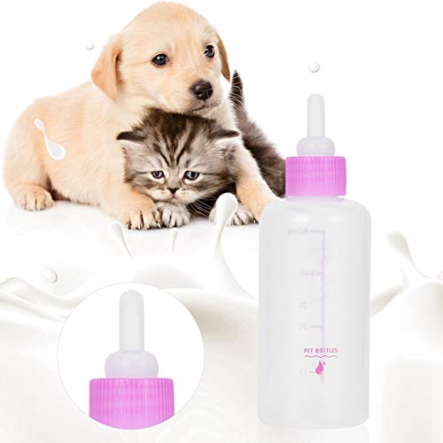 6PCS / Set Pet Puppy Kitten Biberón Pequeño Perro Cat Cat Kit de Cuidado de enfermería Suministros de alimentación líquida 60 ml con pezones de Repuesto(Rojo)