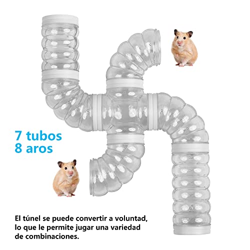 8PCS Hámster Tubo Play Túnel Tubo Hámster de Jaula Externa Túnel de Hámster Juguete Interactivo de Tubo de hámster para el hogar (Pack A, Blanco)