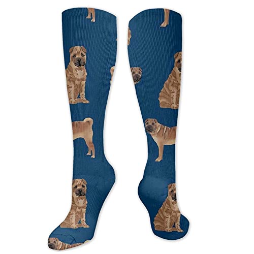 975 Calcetines Estampados Regalos De Razas De Perros Sharpei Admiten Mascotas Perros Sharpei Calcetines Altos Resistentes Calcetines Running Para Hombre Ciclismo Mujer 8.5X50 Cm