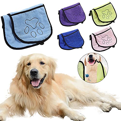 A1-Brave Toalla Secado, Multicolor Ultra-Absorbente Pet Pet Toalla de baño Microfibra Super Absorbente Secado Manta de Toalla de Secado con la Fuente de Limpieza de Bolsillo Mascotas Microfibra